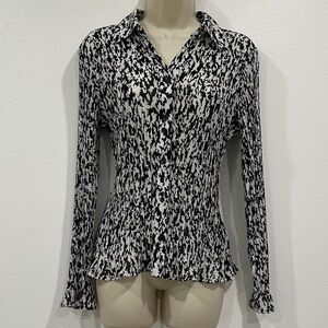 Laura Ashley Monochrome Patterned Button Down Shirt